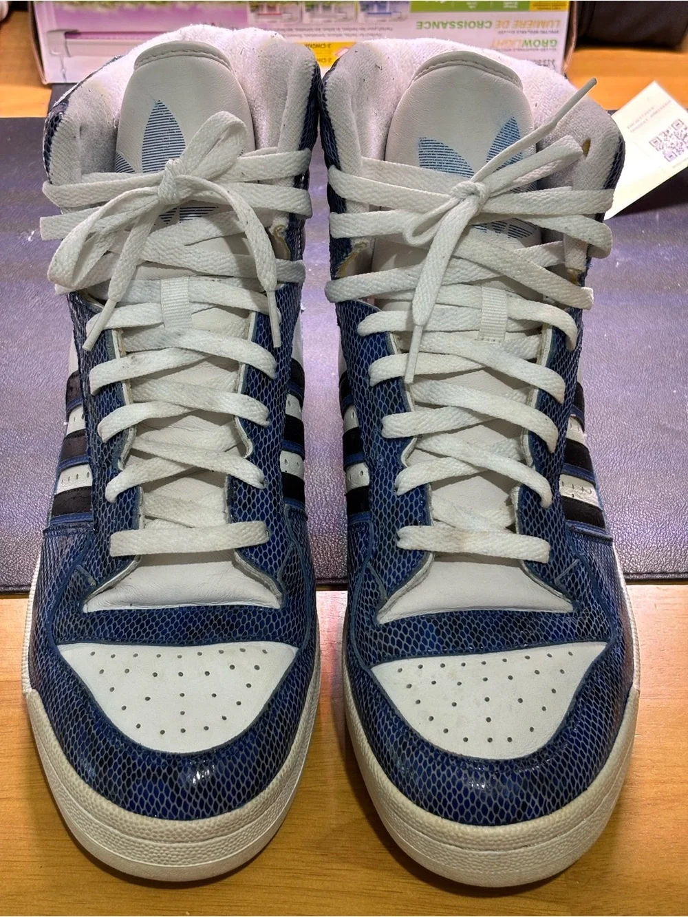 ADIDAS RUN-DMC FLEETWOOD HIGH TOP SNAKESKIN LEATHER SNEAKERS MENS.